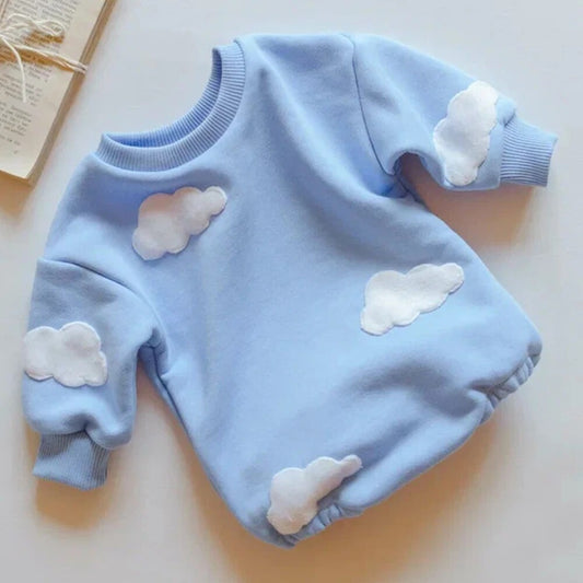 Sky Blue Cloud Sweater Bodysuit Romper