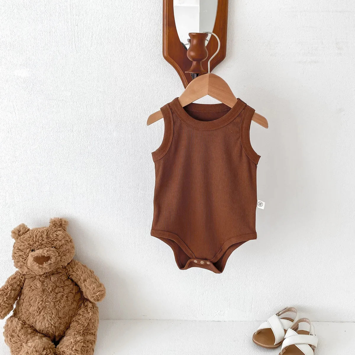 Solid Round Neck Bodysuit Romper