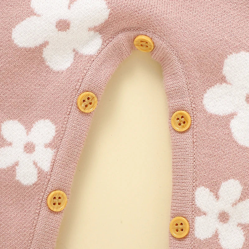 Pink Floral Knitted Jumpsuit Romper