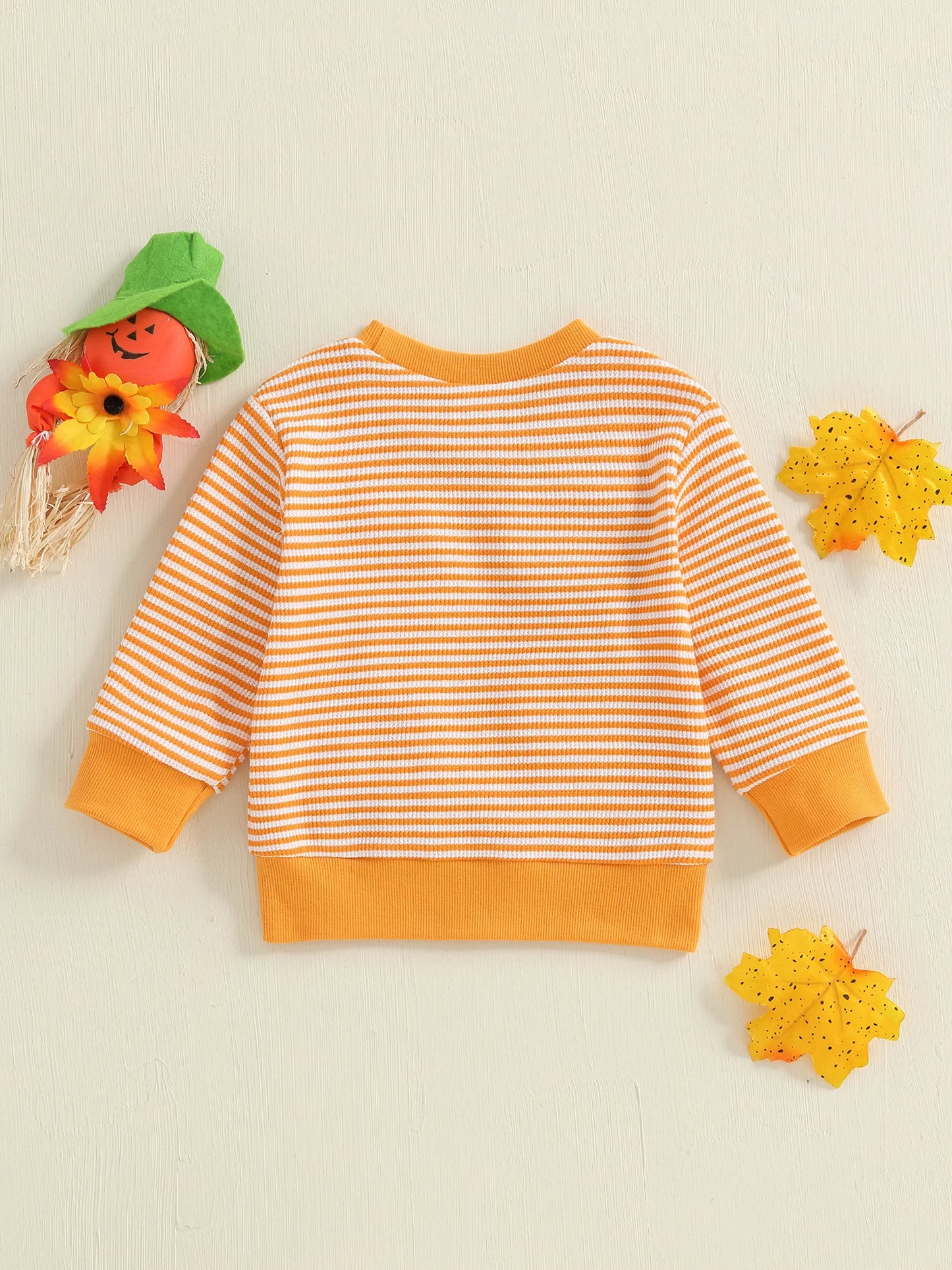 Baby Toddler Girls Boys Long Sleeve Crew Neck Ghost Pumpkin Striped Pullover Halloween Top Clothes
