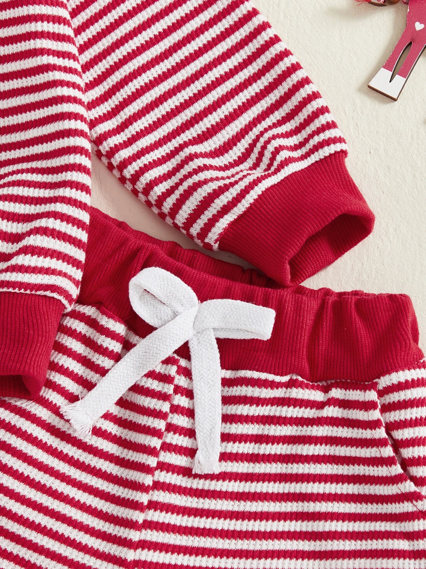 Baby Toddler Boys Girls 2Pcs Ho Ho Ho Christmas Striped Jogger Set Fashionable Long Sleeve Santa Claus Embroidery Pullover Top with Pants 2 Pcs Outfit