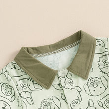 Load image into Gallery viewer, Baby Toddler Boys 2Pcs Set Short Sleeve Collar Dog Animal Print Shirt Top and Drawstring Shorts Sets
