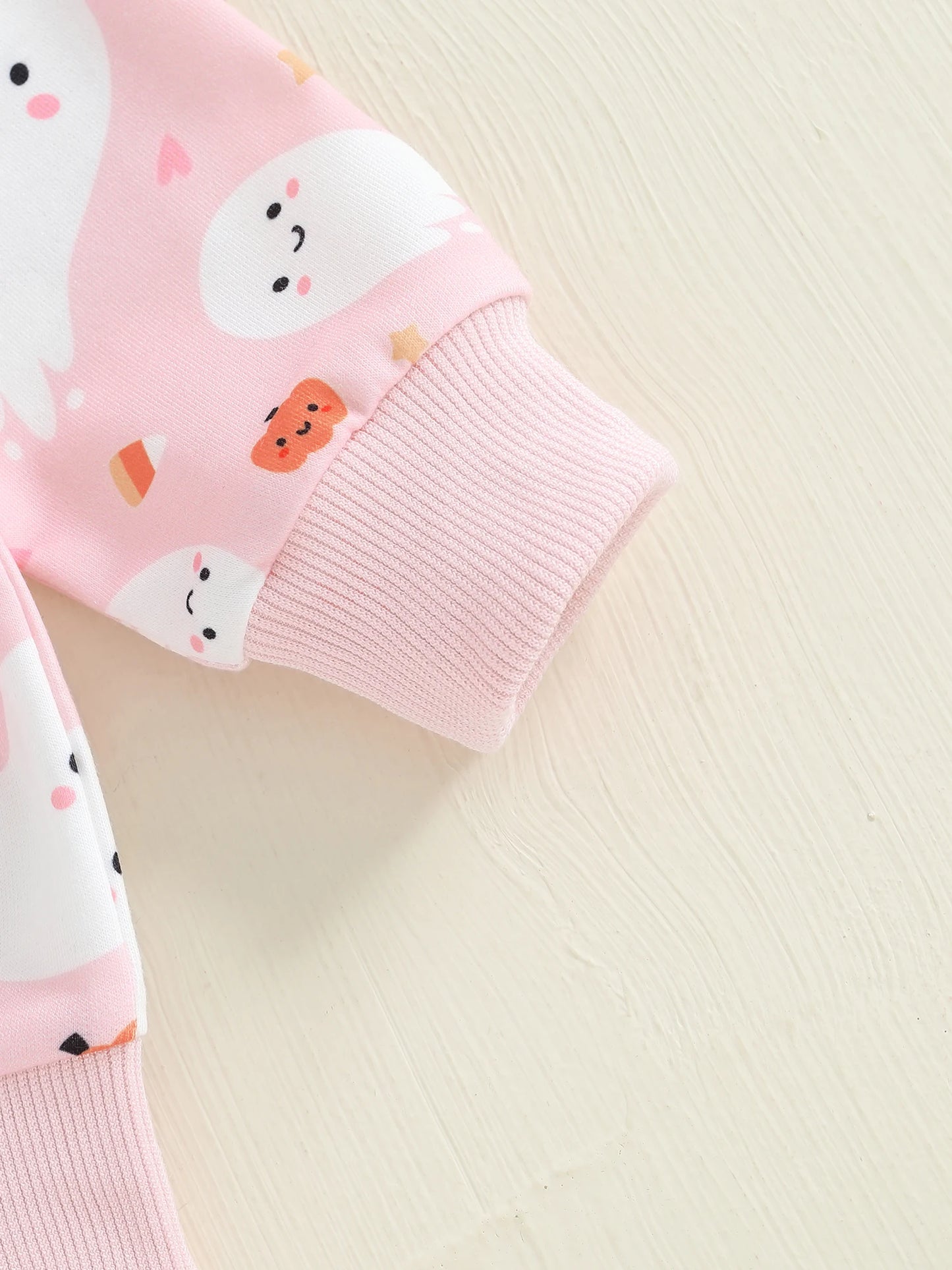 Baby Toddler Girls 2Pcs Halloween Outfit Ghost Pumpkin Print Crew Neck Long Sleeve Top and Pants Set