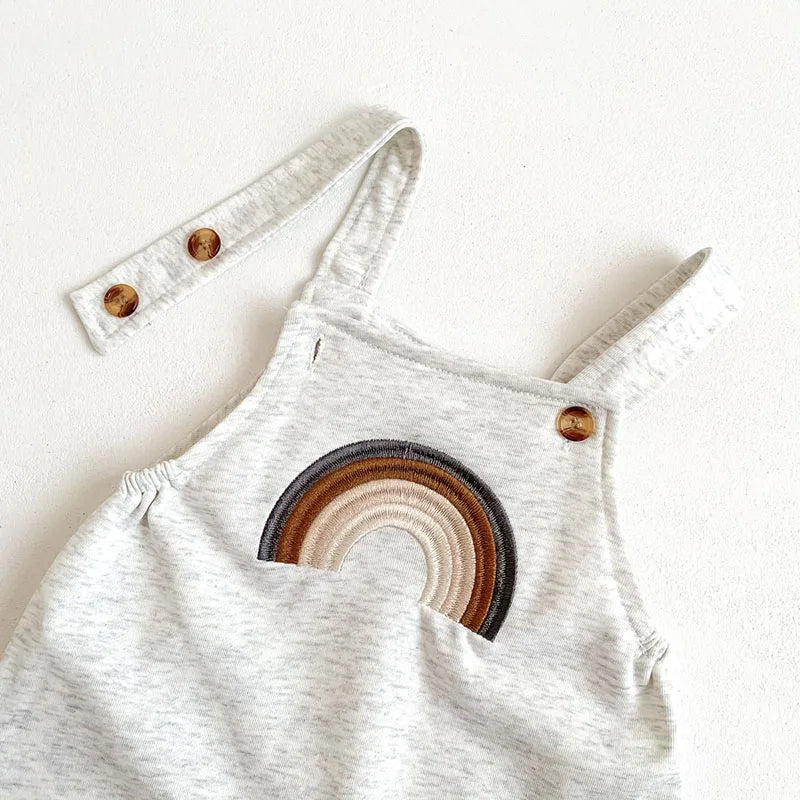 Soft Rainbow Embroidery Jumpsuit Romper