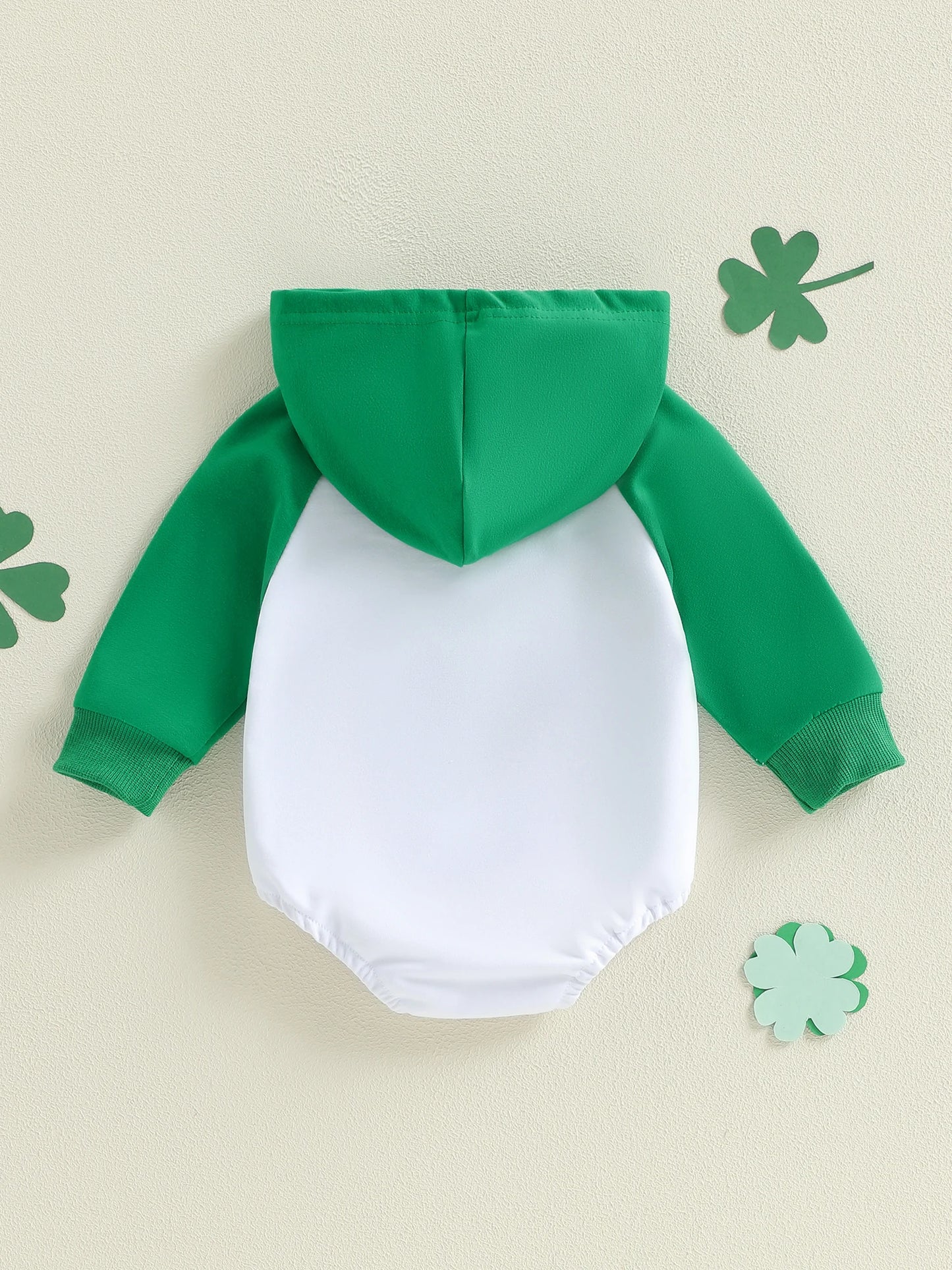 Baby Boys Charmer Irish St. Patrick's Day Romper Long Sleeve Shamrock Letter Embroidery Hooded Bodysuit Playsuit