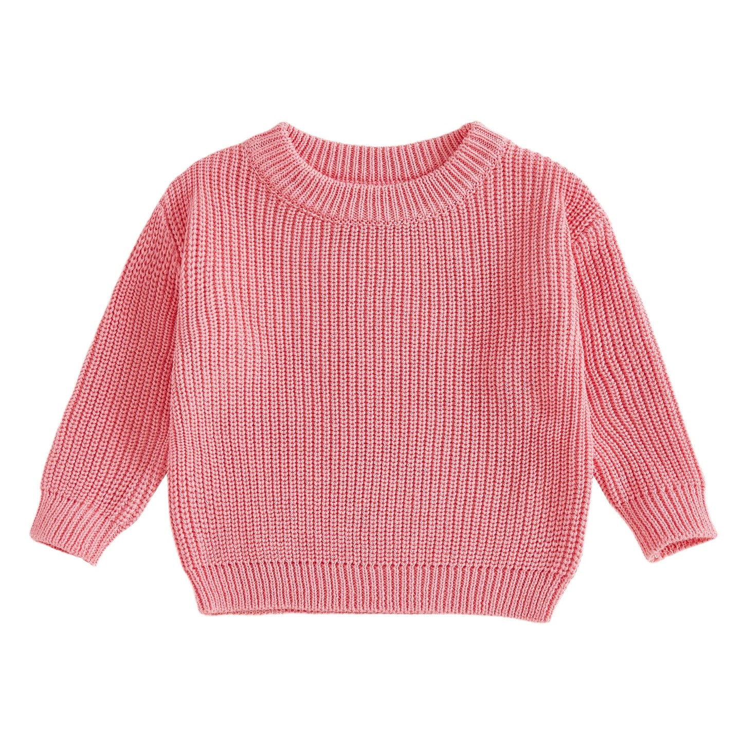 Baby Toddler Kids Girl Boy Knitted Long Sleeve Sweater Solid Loose Pullover Casual Tops Children Knitwear Clothes