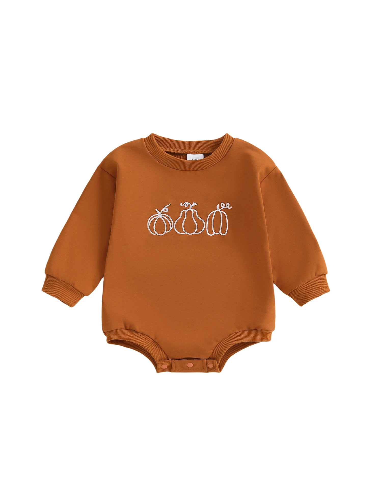 Baby Boys Girls Halloween Thanksgiving Fall Bubble Romper Casual Pumpkin Embroidery Long Sleeve Jumpsuit Toddler Cute Clothes