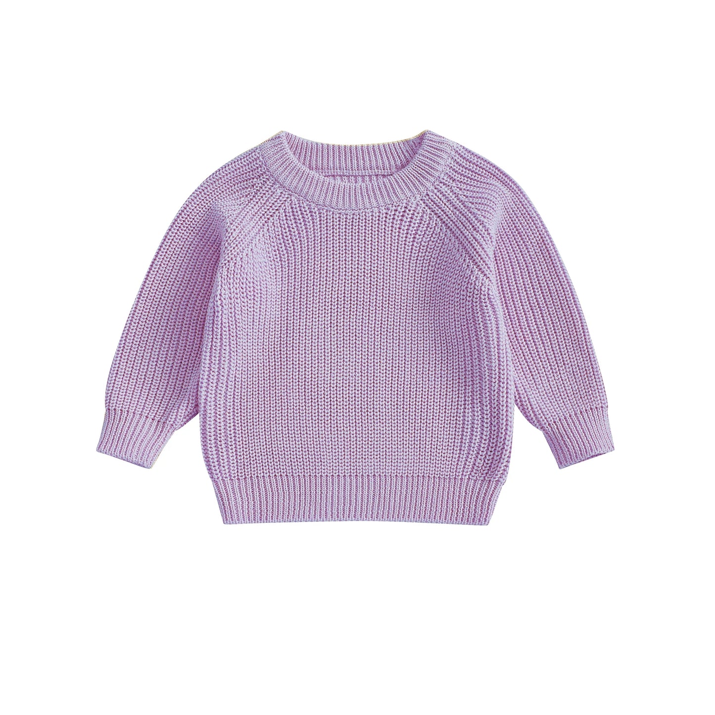 Baby Toddler Boys Girls Knit Sweater Long Sleeve Round Neck Solid Color Pullover Fall Top