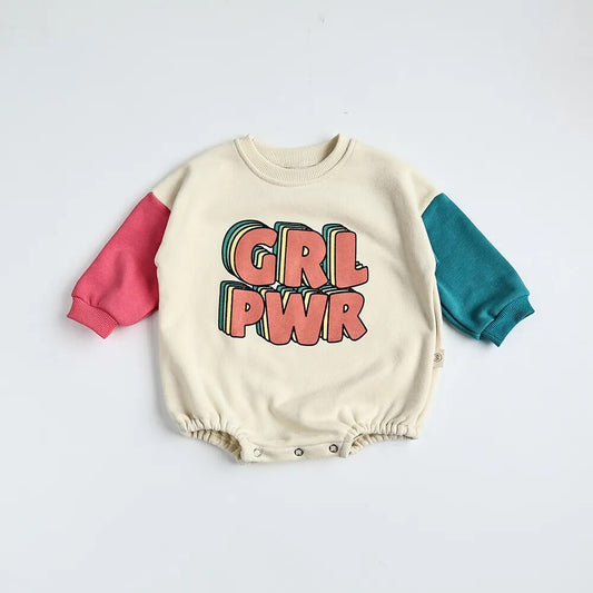 GIRL POWER Patchwork Sweater Bodysuit Romper