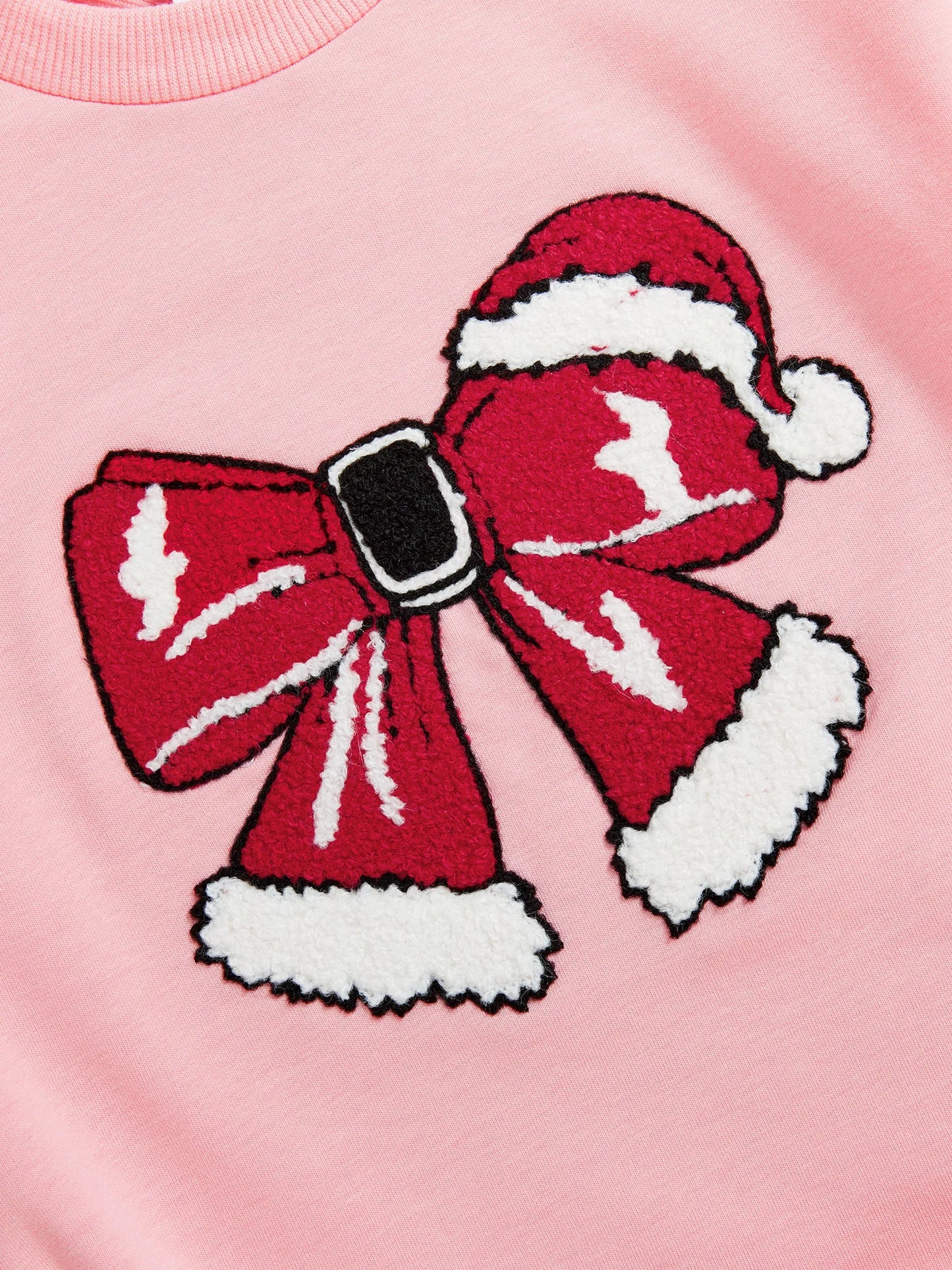 Baby Girl Christmas Romper Bow Embroidered Crewneck Long Sleeve Top Jumpsuit Cute Winter Fall Clothes
