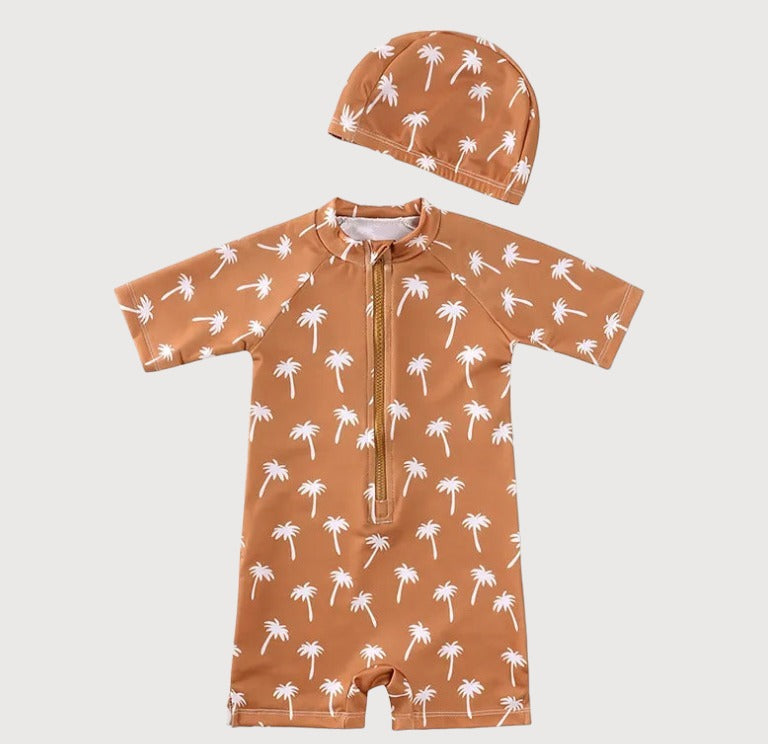 Boys Printed Zip Up Swimsuit