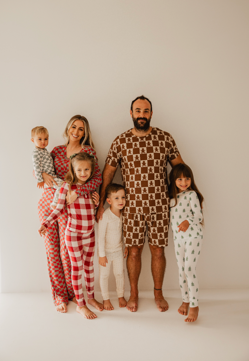 Men's Bamboo Pajamas | Gingerbread Checkerboard 2024