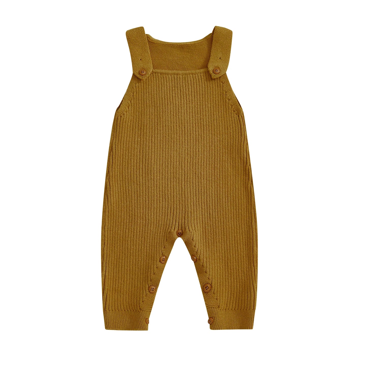 Baby Boys Girls Knit Jumpsuit Sleeveless Square Neck Solid Color Rompers Overalls