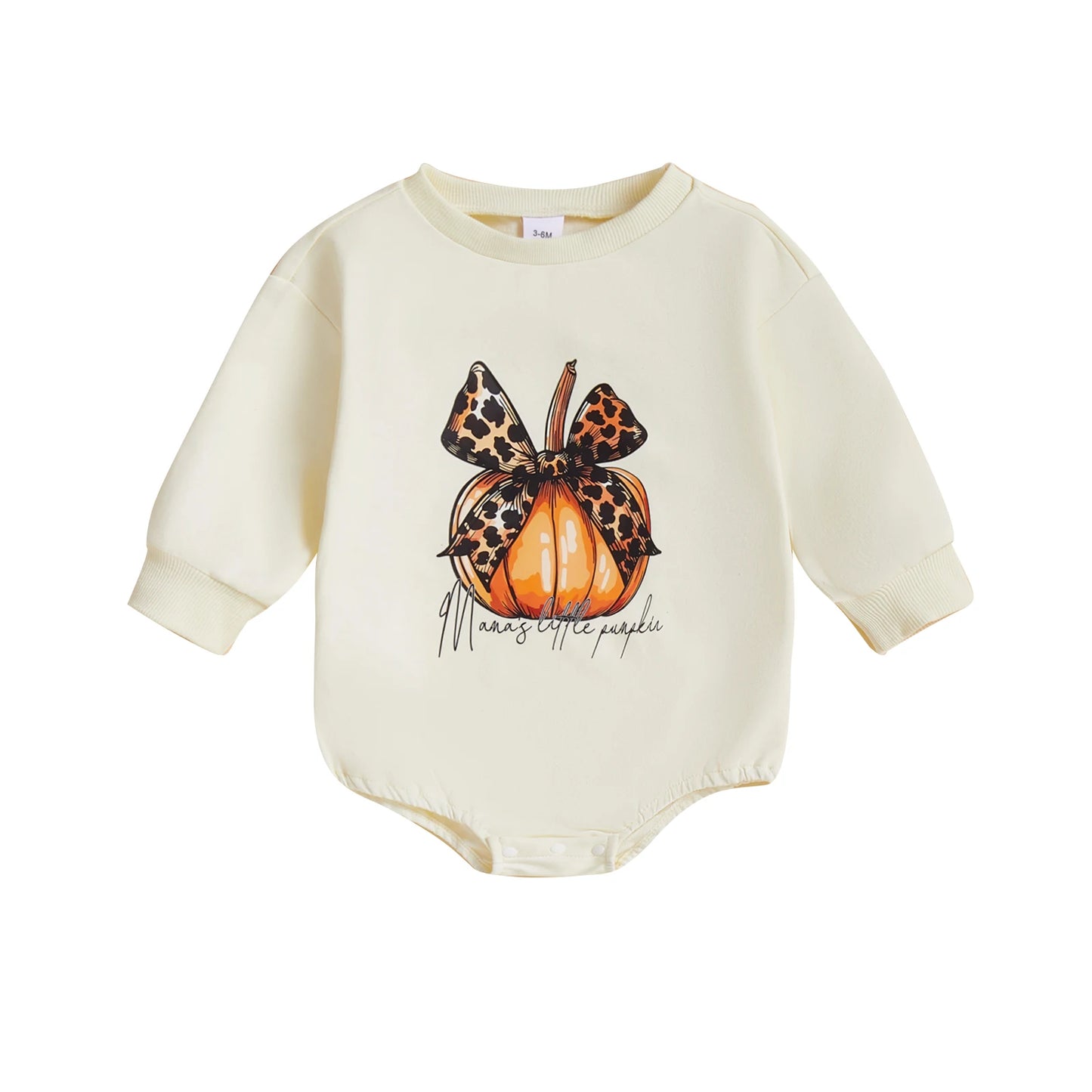 Baby Girls Romper Little Turkey / Mama's Little Pumpkin Long Sleeve Round Neck Pumpkin/Turkey Print Bodysuit Fall Thanksgiving Playsuit
