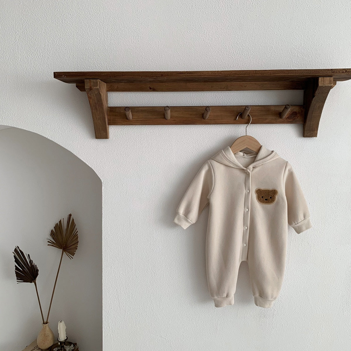 Teddy Bear Patch Hoodie Jumpsuit Romper