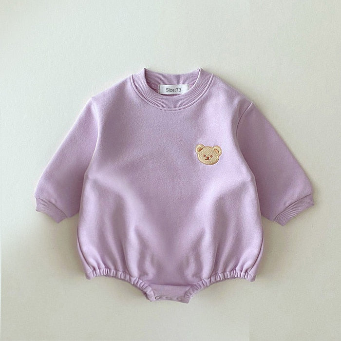 Teddy Bear Sweatshirt Bodysuit Romper