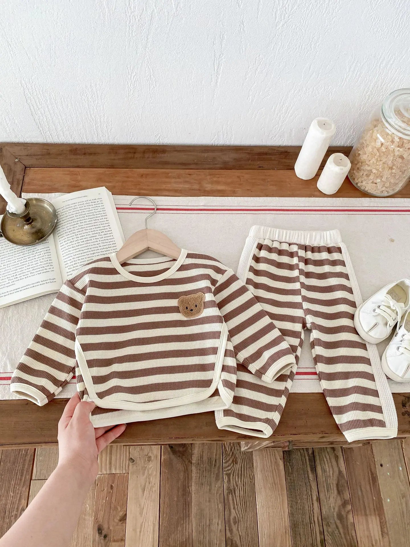 1-4T Newborn Kid Toddler Baby Boy Girl 2pcs Clothes Set Striped Cotton Sweatshirt Swet Long Sleeve Top Pant Suit Autumn Outfit