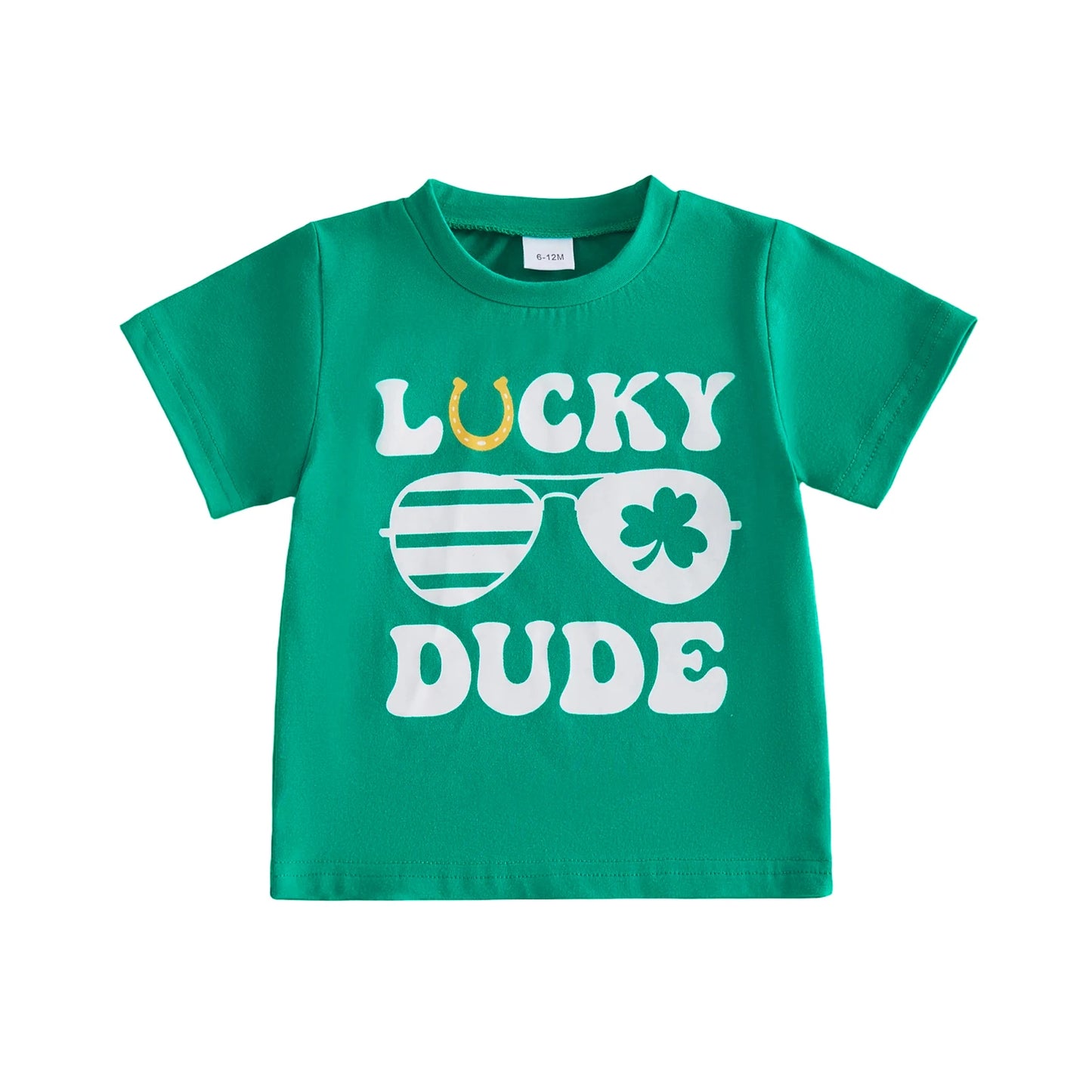 Baby Toddler Boys Summer T-Shirt Letter Shamrock Print Lucky Dude Short Sleeve Round Neck St. Patrick's Day Top