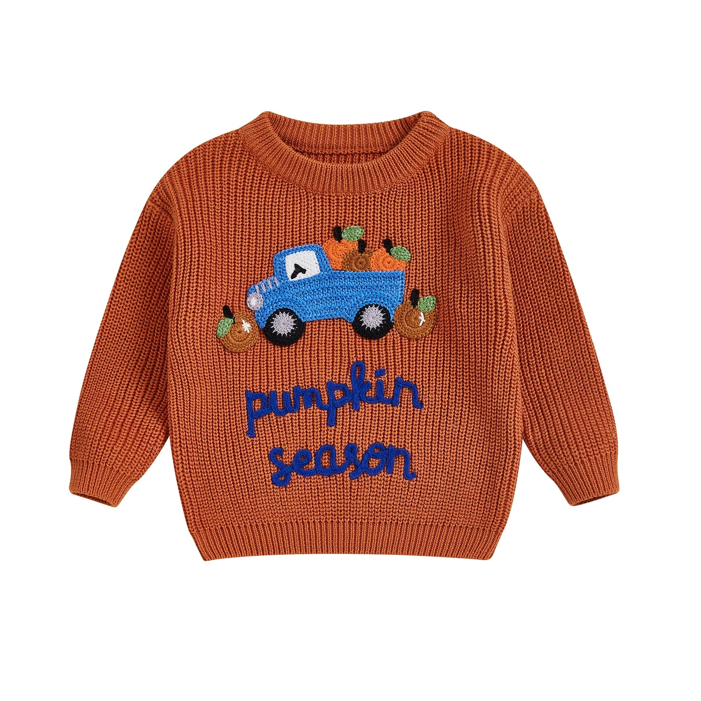 Baby Toddler Kids Boys Girls Halloween Fall Sweater Long Sleeve Round Neck Pumpkin/ Pumpkin Season Truck/Ghost Embroidery Knit Top