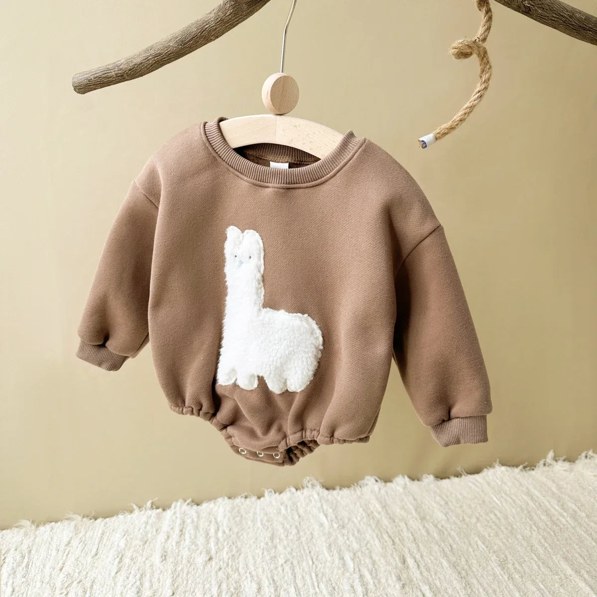 Fuzzy Llama Bodysuit Romper