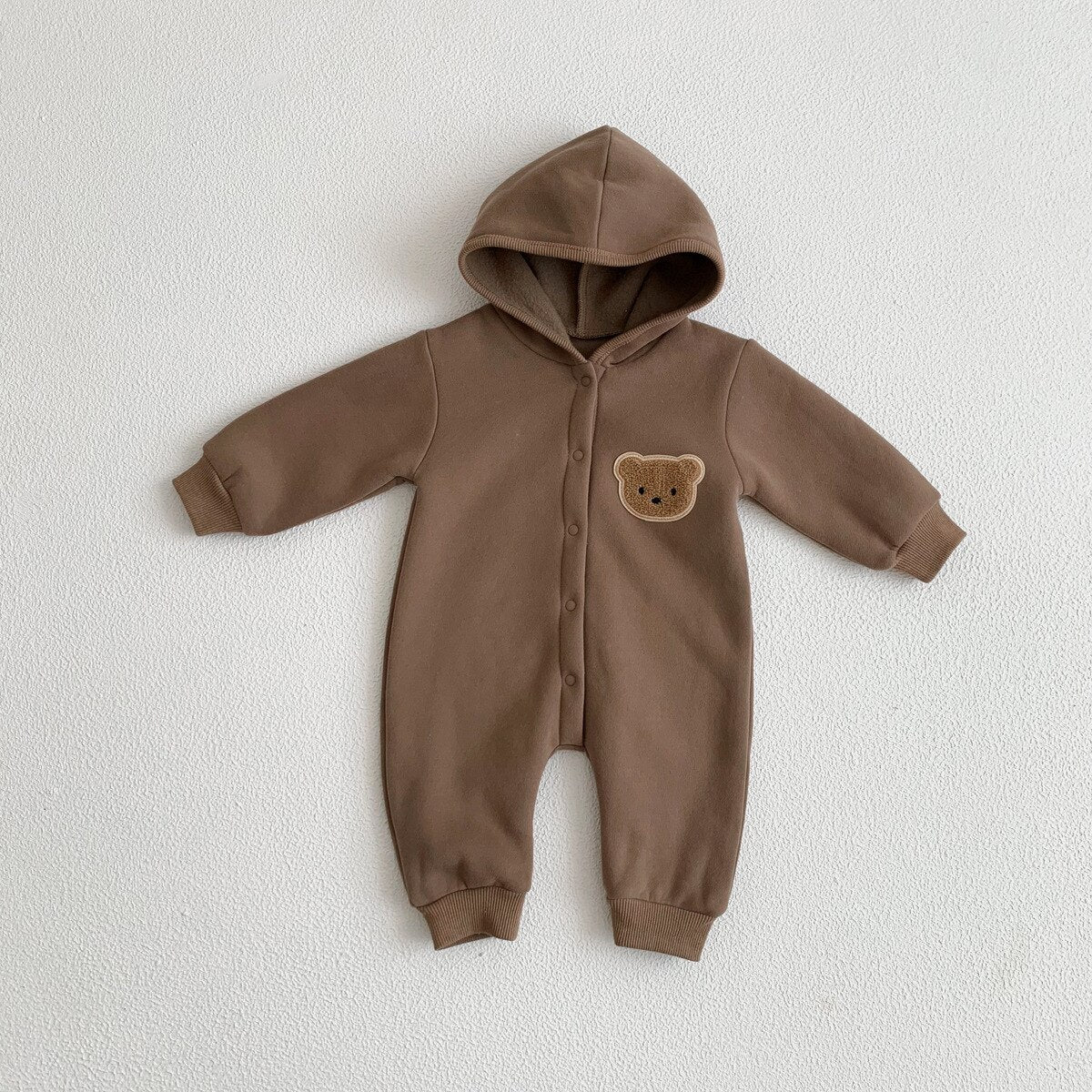 Teddy Bear Patch Hoodie Jumpsuit Romper