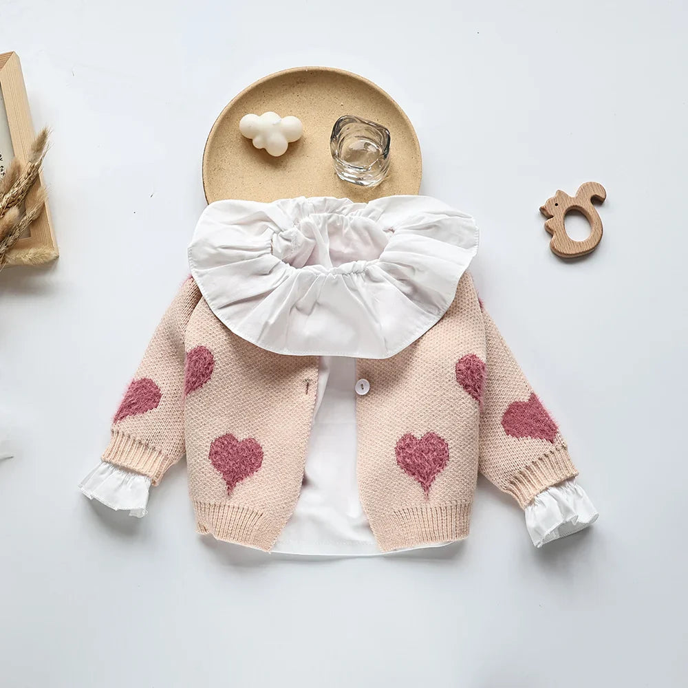 Heart Print 2 Piece Sweater Set