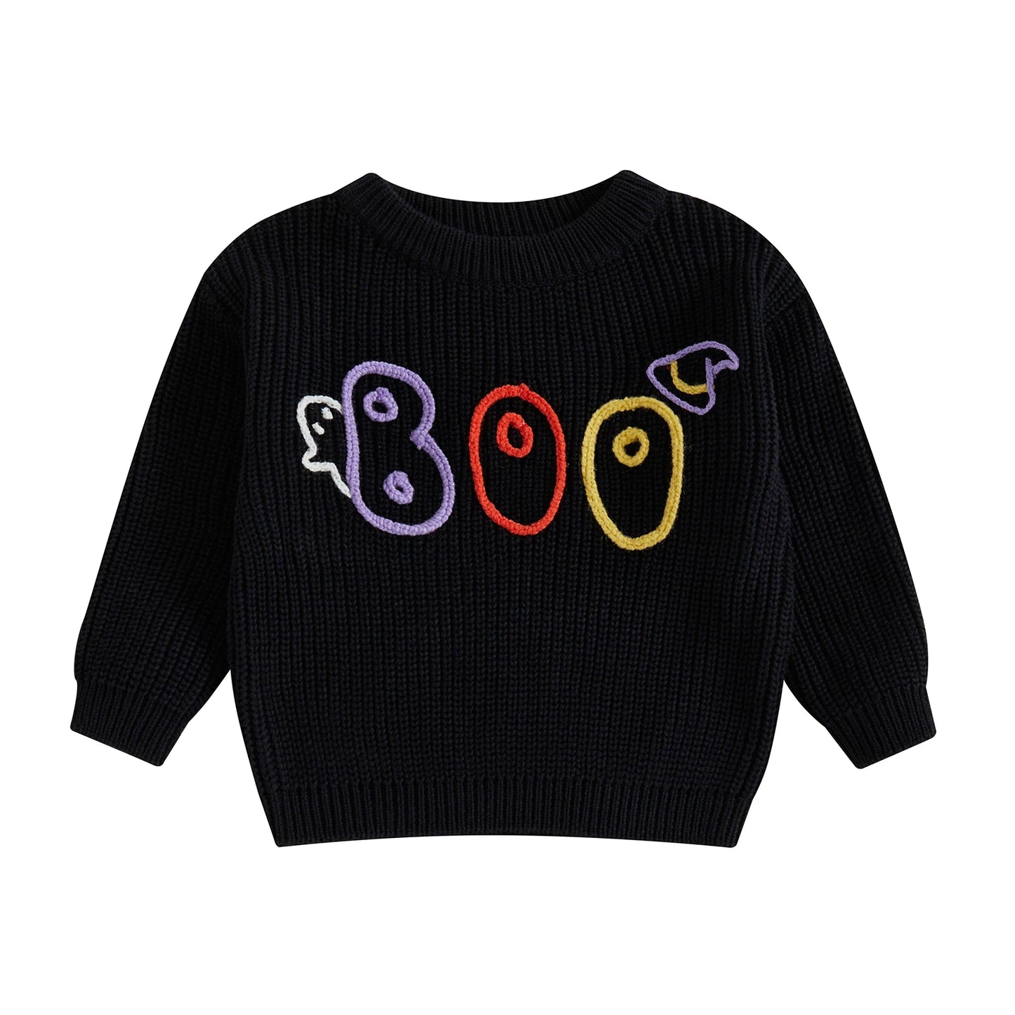 Baby Toddler Girls Boys Sweater Halloween Clothes Letter Boo Ghost Embroidery Long Sleeve Pullover Fall Top