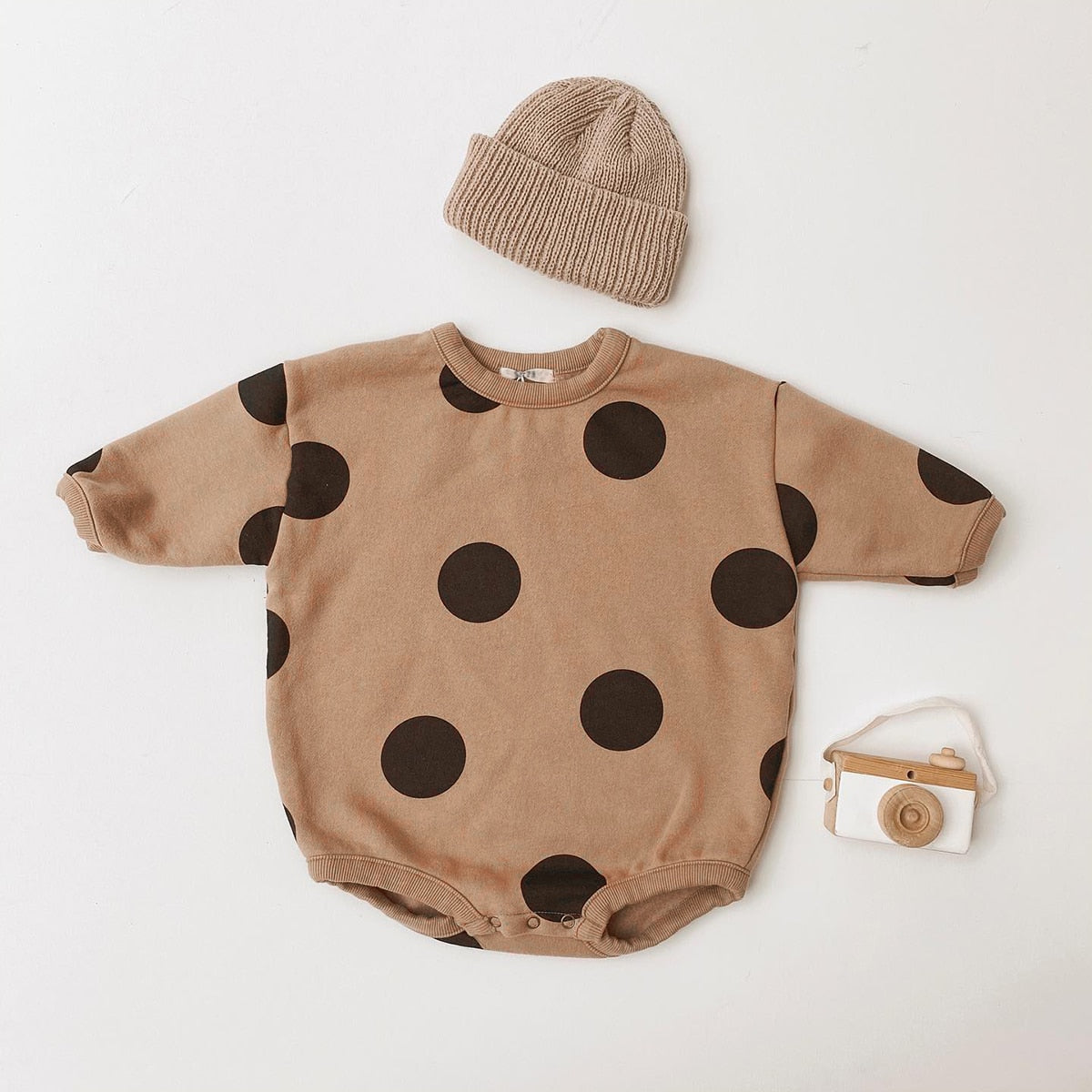 Long Sleeve Polka Dot Bodysuit Romper