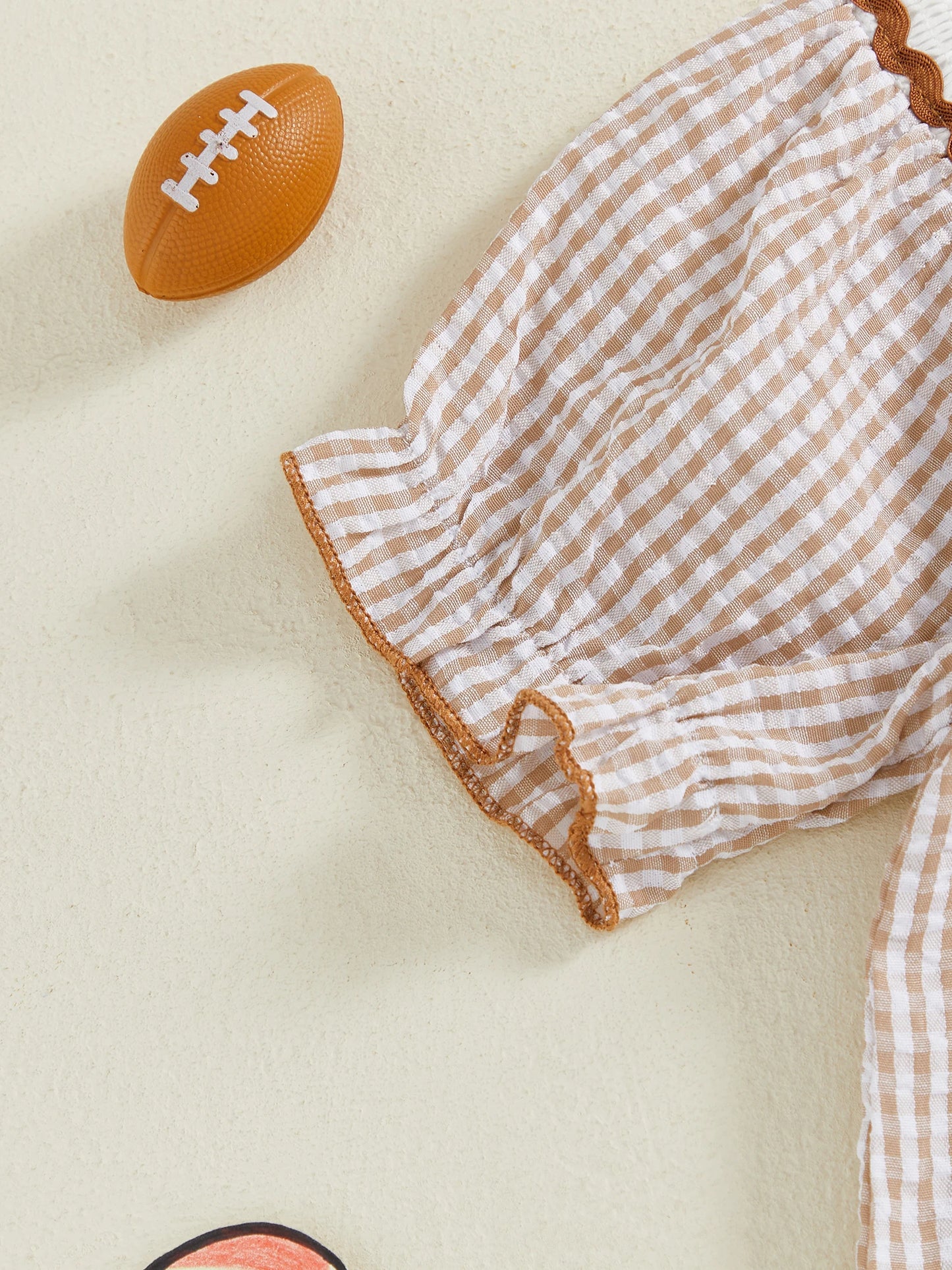Toddler Kids Girl Dress Loose Fit Football Embroidered Plaid Crew Neck Short Sleeve Dress Summer Fall