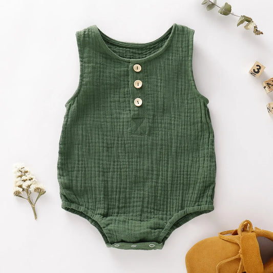 Sleeveless Muslin Bodysuit Romper