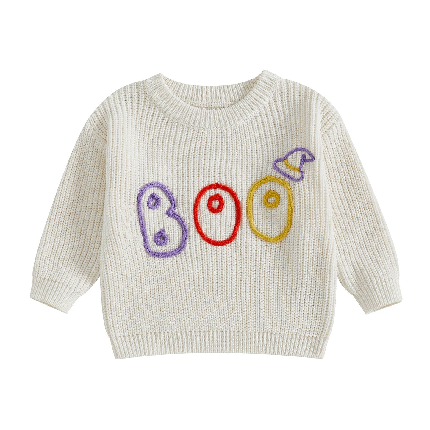 Baby Toddler Girls Boys Sweater Halloween Clothes Letter Boo Ghost Embroidery Long Sleeve Pullover Fall Top