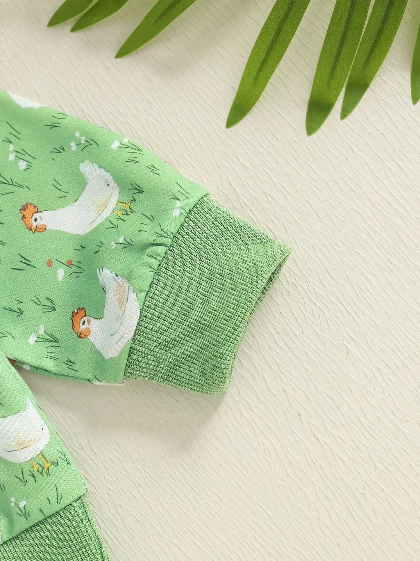 Baby Toddler Boys Girls 2Pcs Fall Outfit Long Sleeve Farm Chicken Print Top Jogger Pants Set