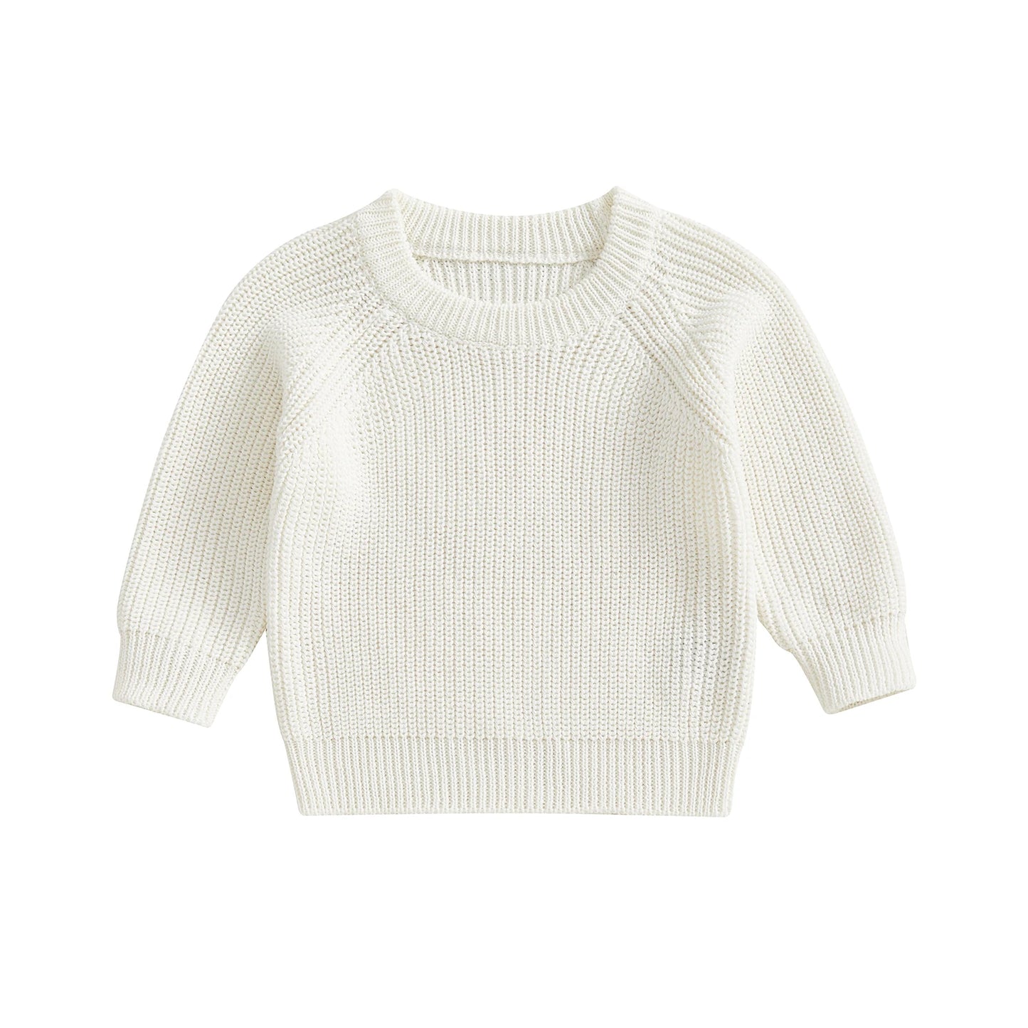 Baby Toddler Boys Girls Knit Sweater Long Sleeve Round Neck Solid Color Pullover Fall Top