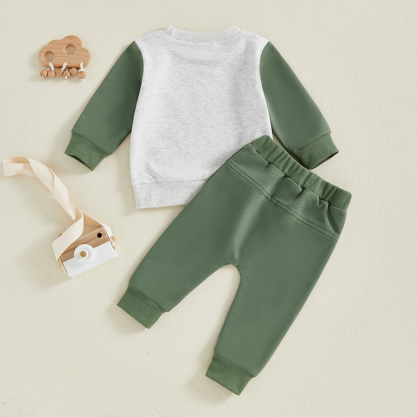 Baby Toddler Boys 2Pcs Autumn Dad's Little Dude Long Sleeve O Neck Letter Print Top Drawstring Pants Jogger Set