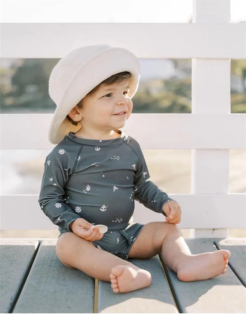 Long Sleeve Printed Swimwear Set