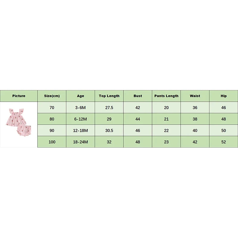 Baby Toddler Girl 2Pcs Shorts Set Cherry Print Fly Sleeve Babydoll Top Elastic Waist Ruffle Shorts Summer Outfit