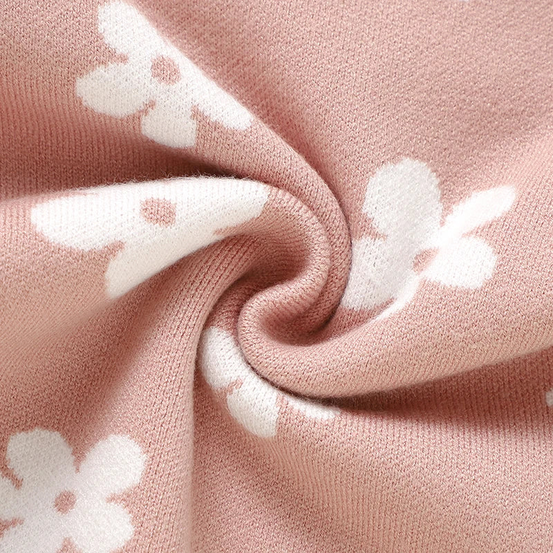 Pink Floral Knitted Jumpsuit Romper