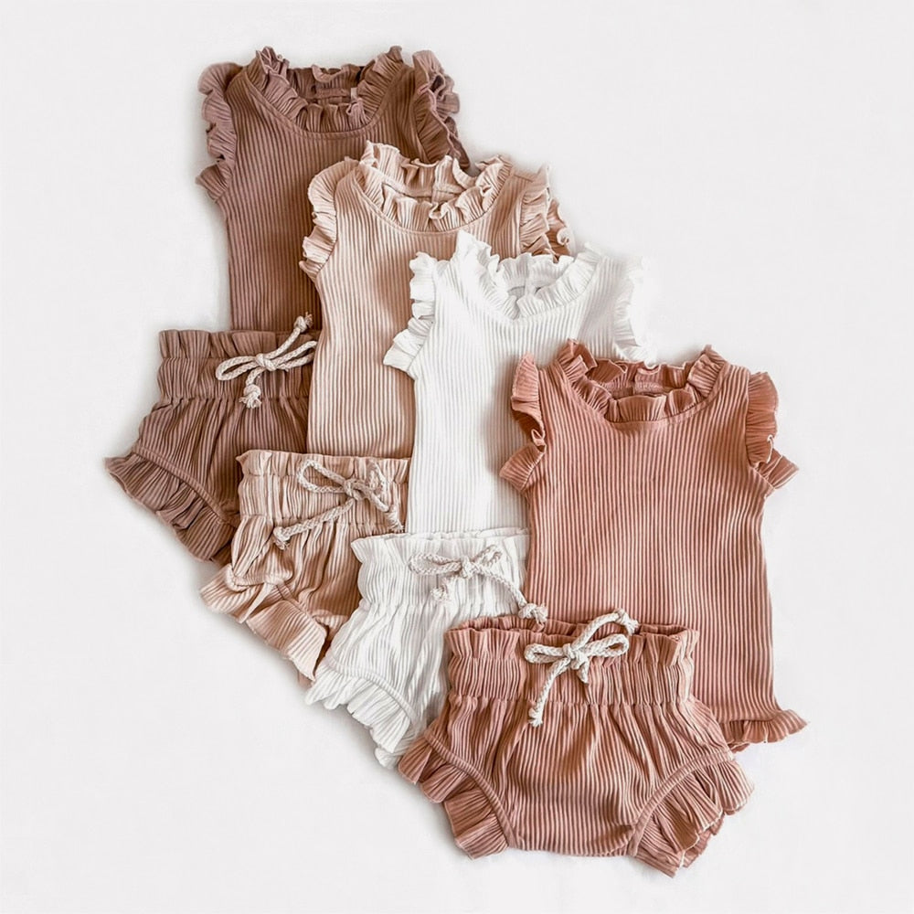 Ruffle Romper Shorts Set