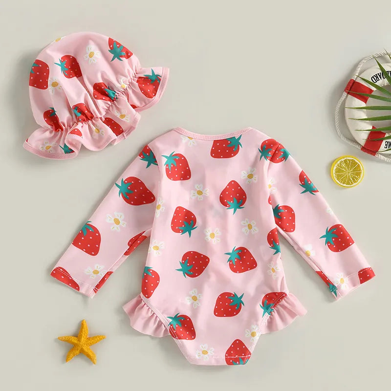 Baby Girl 2 Pcs Long Sleeve Cute Swimwear Set