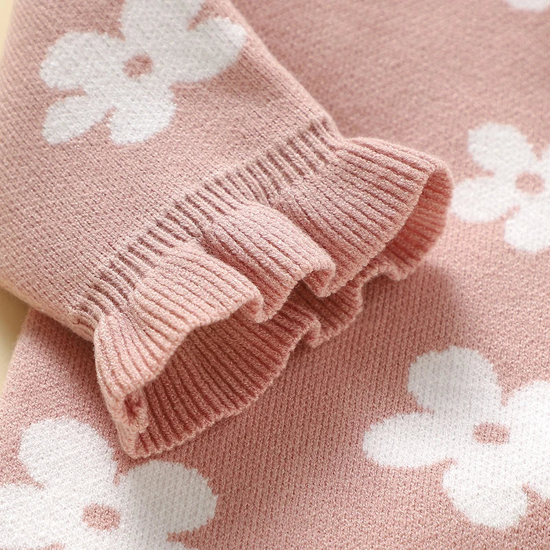 Pink Floral Knitted Jumpsuit Romper