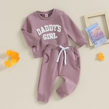 Load image into Gallery viewer, Baby Toddler Girls 2Pcs Outfits Fuzzy Letter Print Daddy&#39;s Girl Long Sleeve Crew Neck Pant Set
