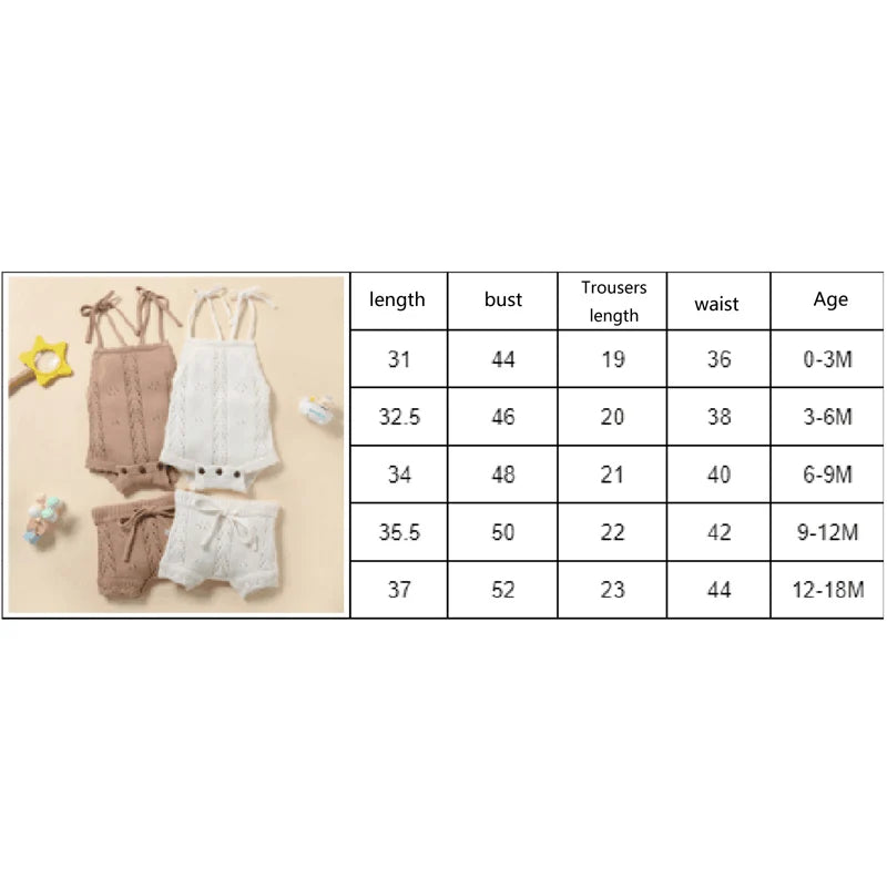 Baby Girls 2Pcs Summer Clothing Set Sleeveless Solid Knitted Tank Top Bodysuit and Shorts Set