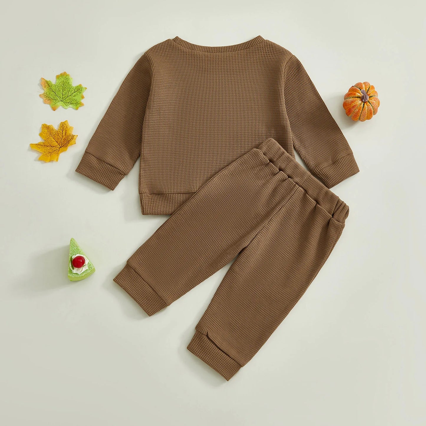 Baby Toddler Boy s2Pcs Little Turkey Thanksgiving Outfit Turkey Letter Embroidery Long Sleeve Pullover Top Elastic Waist Solid Pants Jogger Set