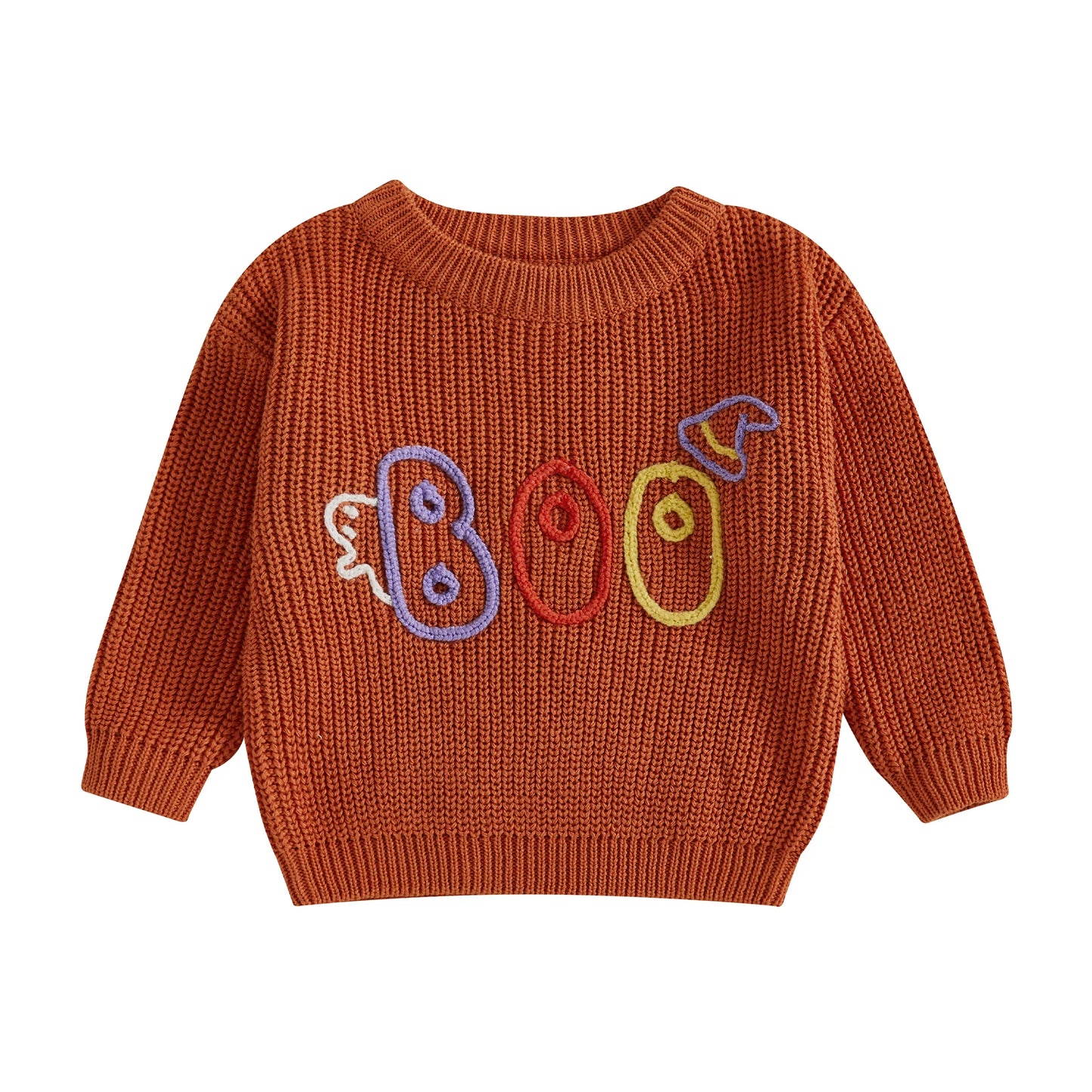 Baby Toddler Girls Boys Sweater Halloween Clothes Letter Boo Ghost Embroidery Long Sleeve Pullover Fall Top