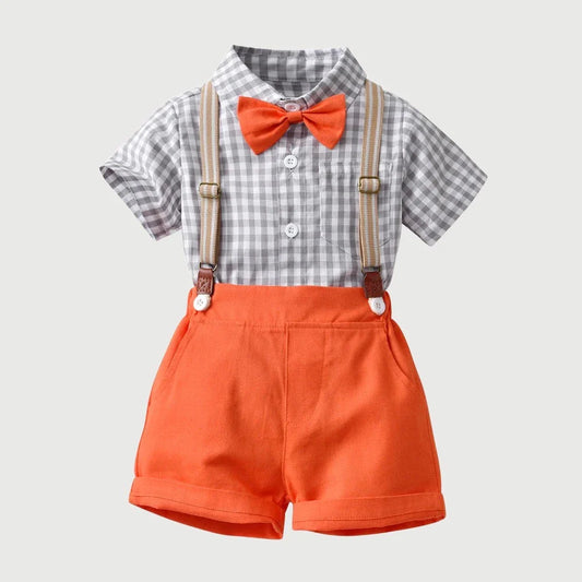 Short Sleeve Bow Tie Suspender Set
