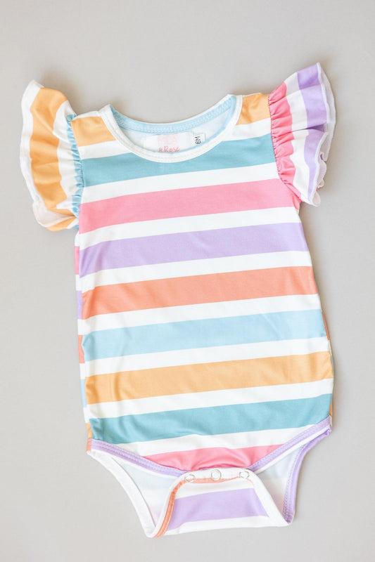 Spring Stripes S/S Flutter Bodysuit Romper