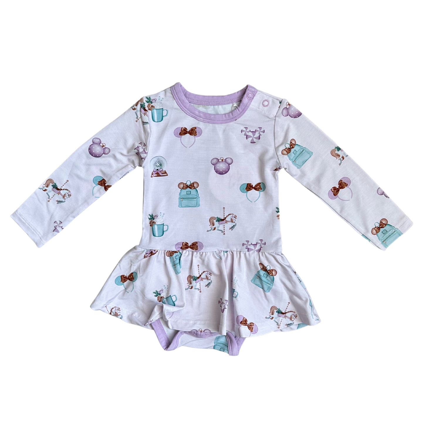 Christmas at the Park - Twirl Bodysuit Romper Dress (long sleeve)