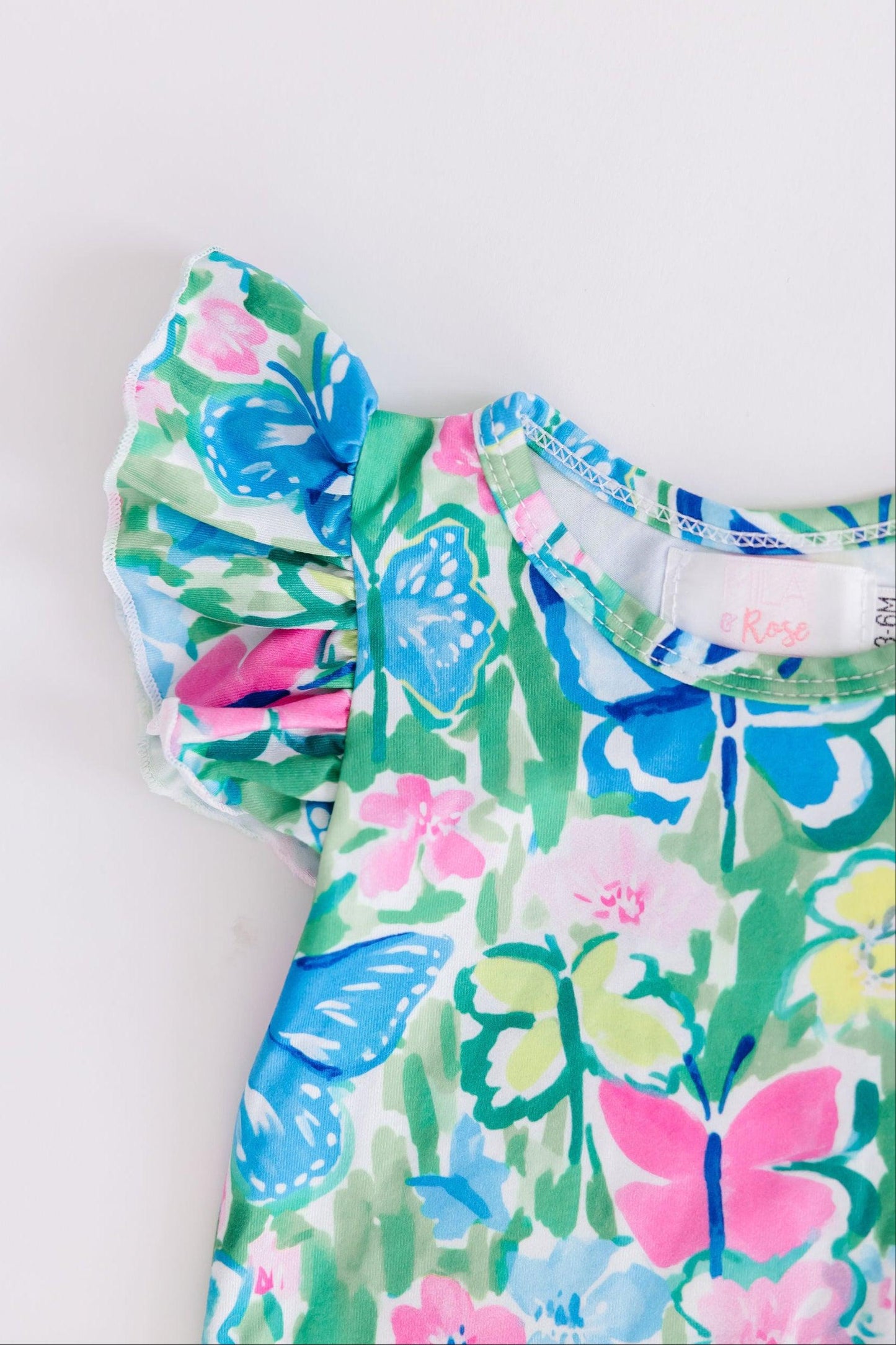 Watercolor Butterflies S/S Flutter Bodysuit Romper