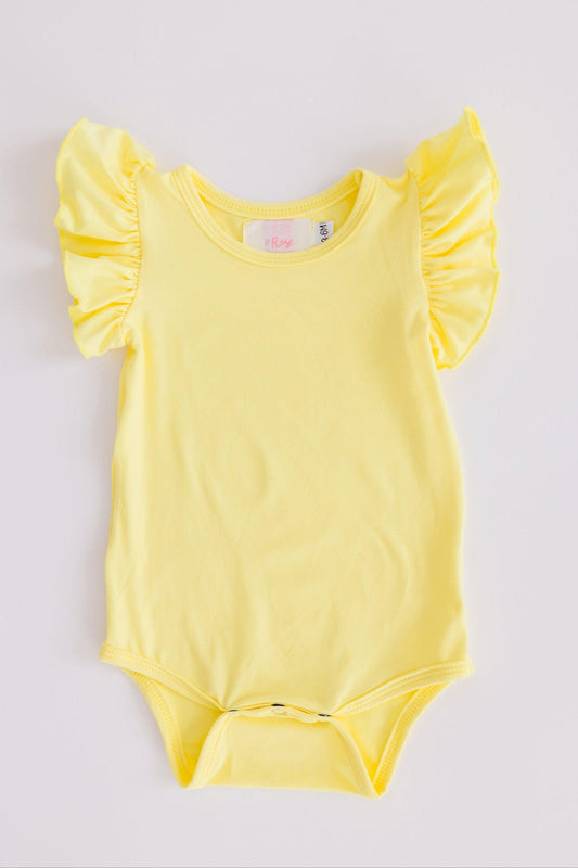 Yellow S/S Flutter Bodysuit Romper