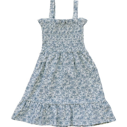 Palm Tree Linen Tank Dress